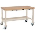 Global Equipment 72 x 30 Mobile Production Workbench - Power Apron - Shop Top Safety Edge Tan 249146HBTN